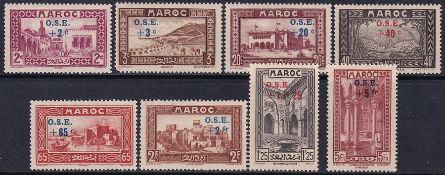 French Morocco 1938 Sc B13-20 set MH* some disturbed gum