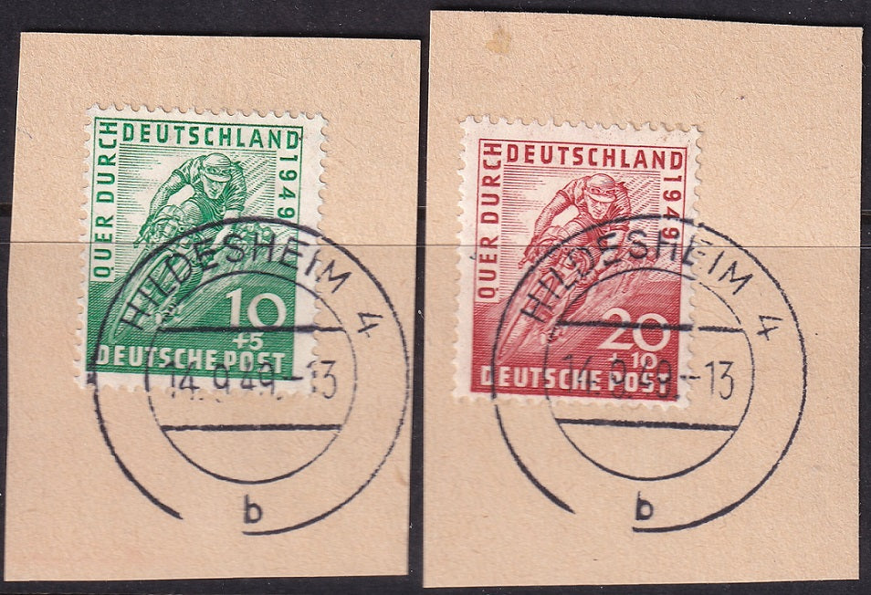 Germany 1948 Sc B304-5 Allied zone set used Hildesheim cancels on piece