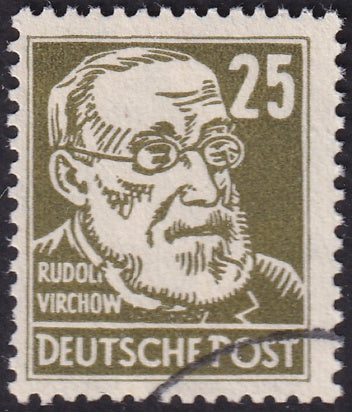 Germany 1948 Sc 10N38 var Soviet Zone used "F attached to beard" plate flaw