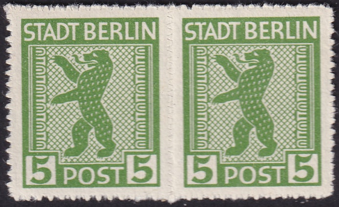 Germany 1945 Sc 11N1a var Berlin-Brandenburg pair MNH** plate flaw