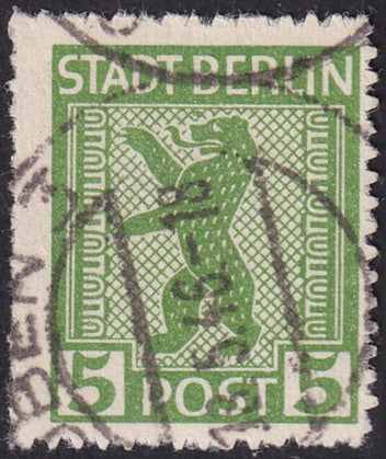 Germany 1945 Sc 11N1a var Berlin-Brandenburg used plate flaw