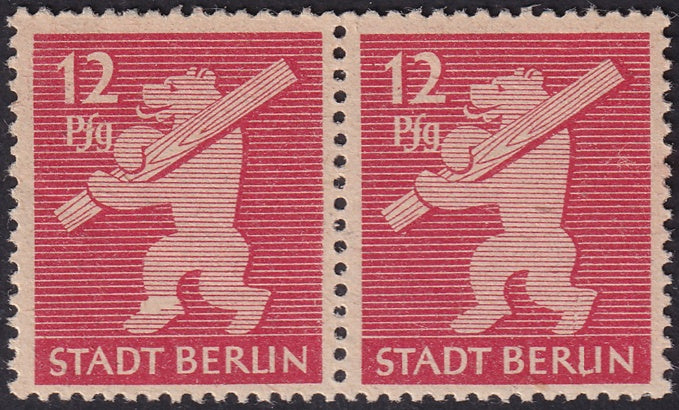 Germany 1945 Sc 11N5 var Berlin-Brandenburg pair MNH** plate flaw