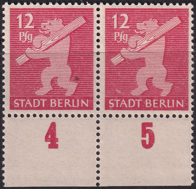 Germany 1945 Sc 11N5 var Berlin-Brandenburg margin pair MNH** plate flaw