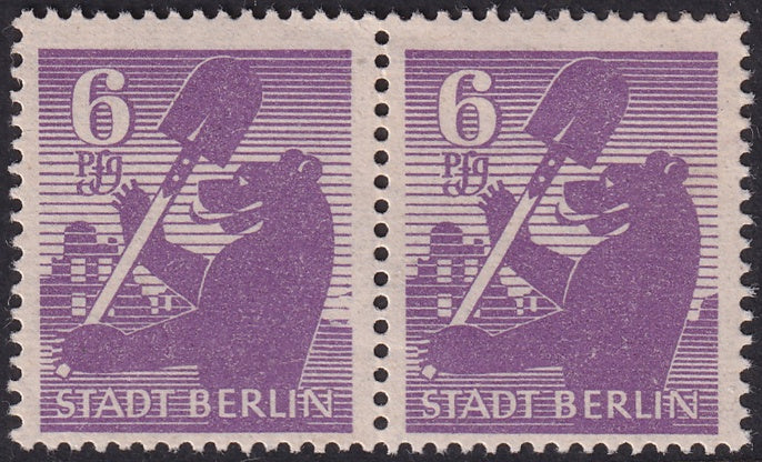 Germany 1945 Sc 11N2 var Berlin-Brandenburg pair MNH** plate flaw