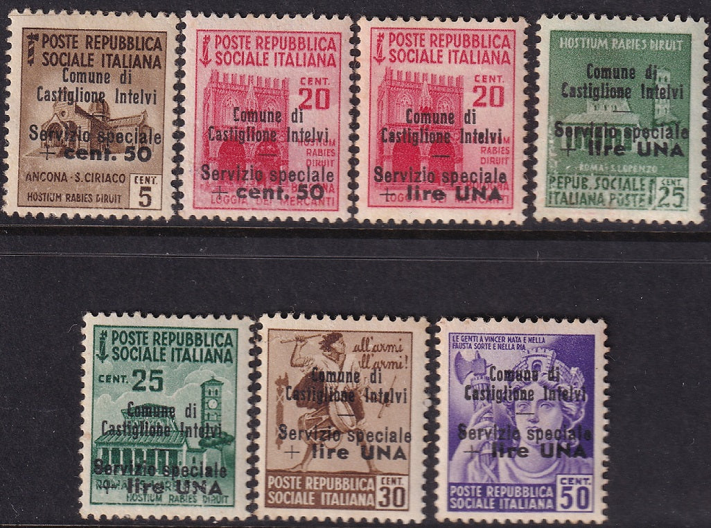 Italy 1945 Sa 1/10 Castiglione d'Intelvi local partial set MH* experts marks