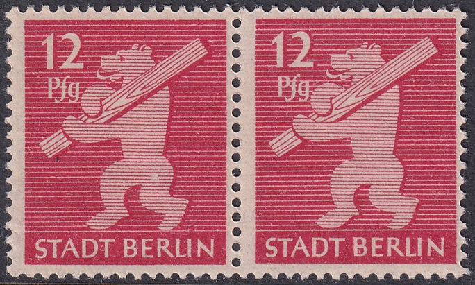 Germany 1945 Sc 11N5 var Berlin-Brandenburg pair MNH** plate flaw