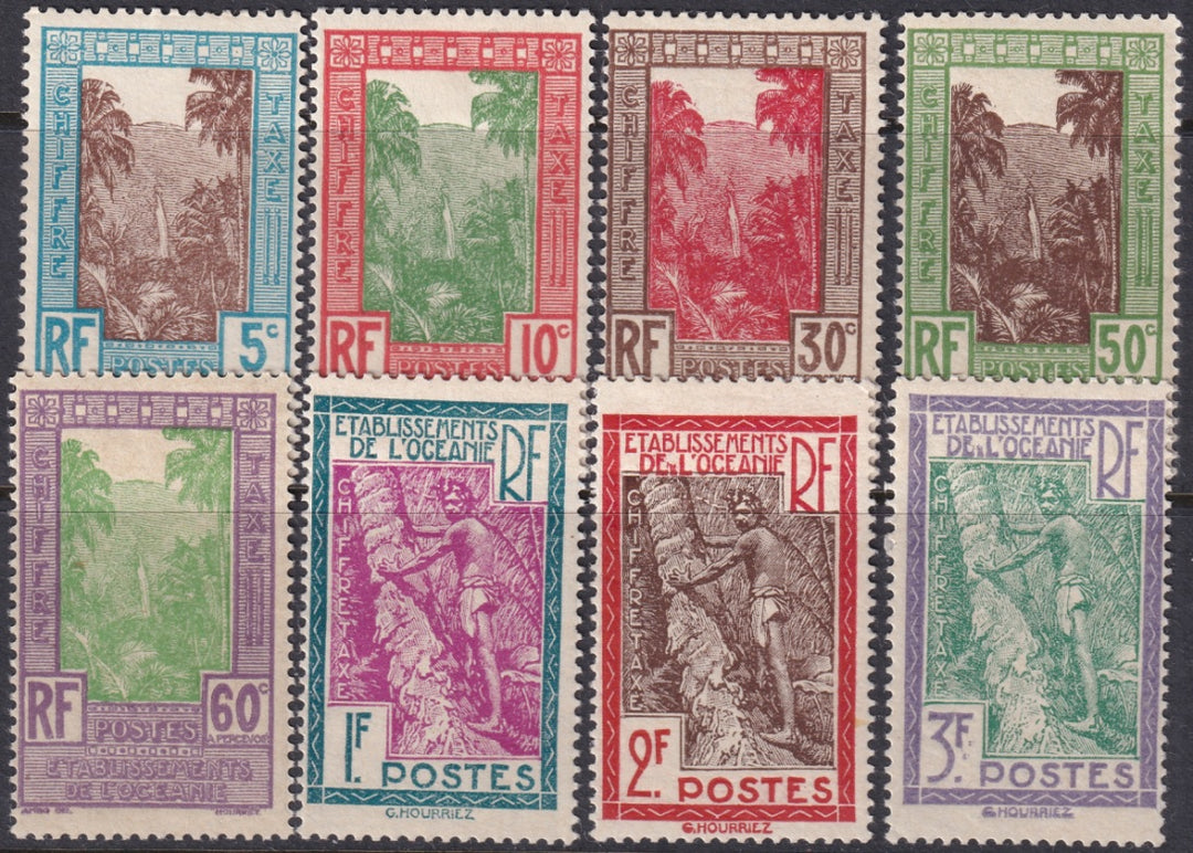 French Polynesia 1929 Sc J10-7 postage due set MLH*/MH*