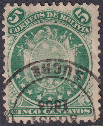 Bolivia 1868 Sc 10 used heavy hinge