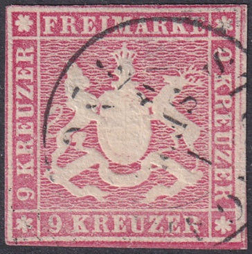 Wurttemberg 1859 Sc 17 used tiny thin