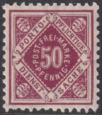 Wurttemberg 1911 Sc O27 official MLH* crease