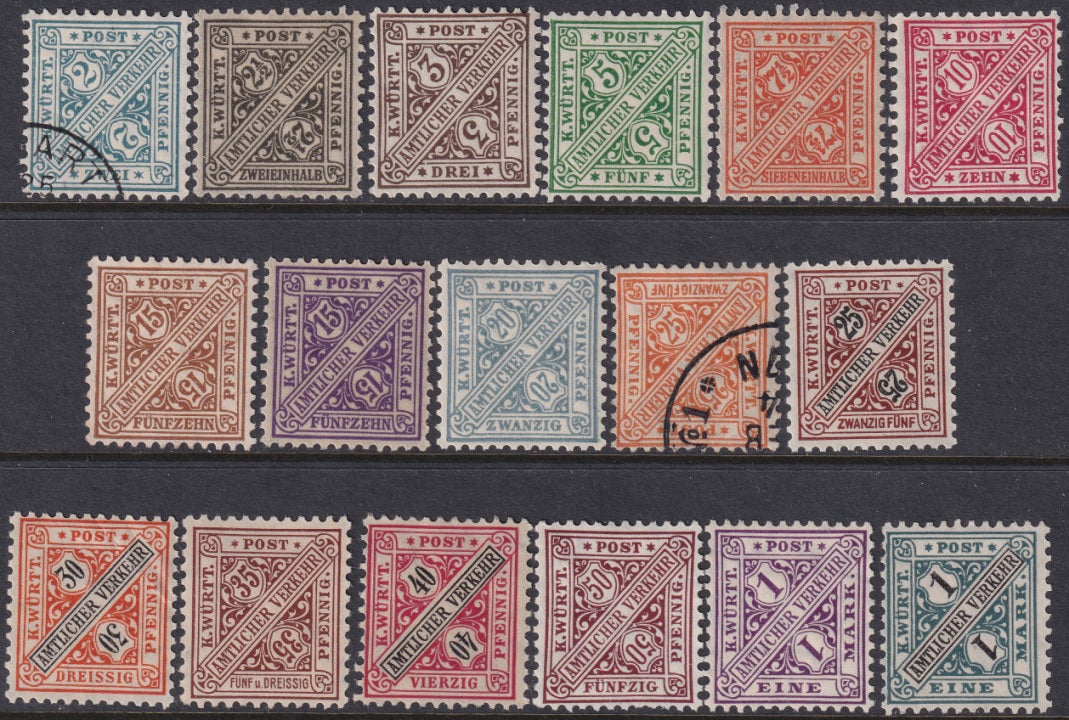 Wurttemberg 1906 Sc O119-35 official complete set most MH*