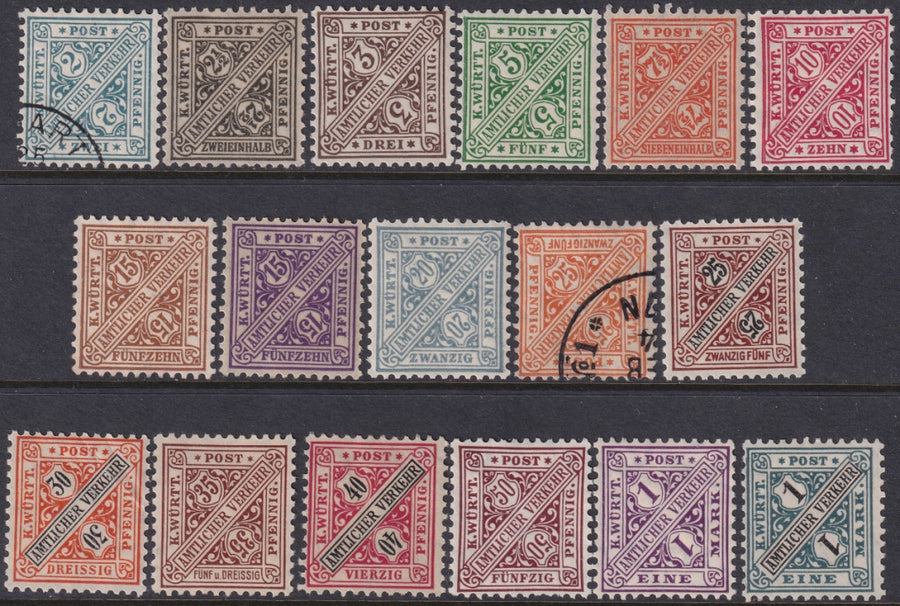 Wurttemberg 1906 Sc O119-35 official complete set most MH*