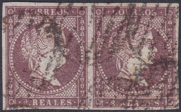 Spain 1856 Sc 43a pair used grill (parrilla) cancels