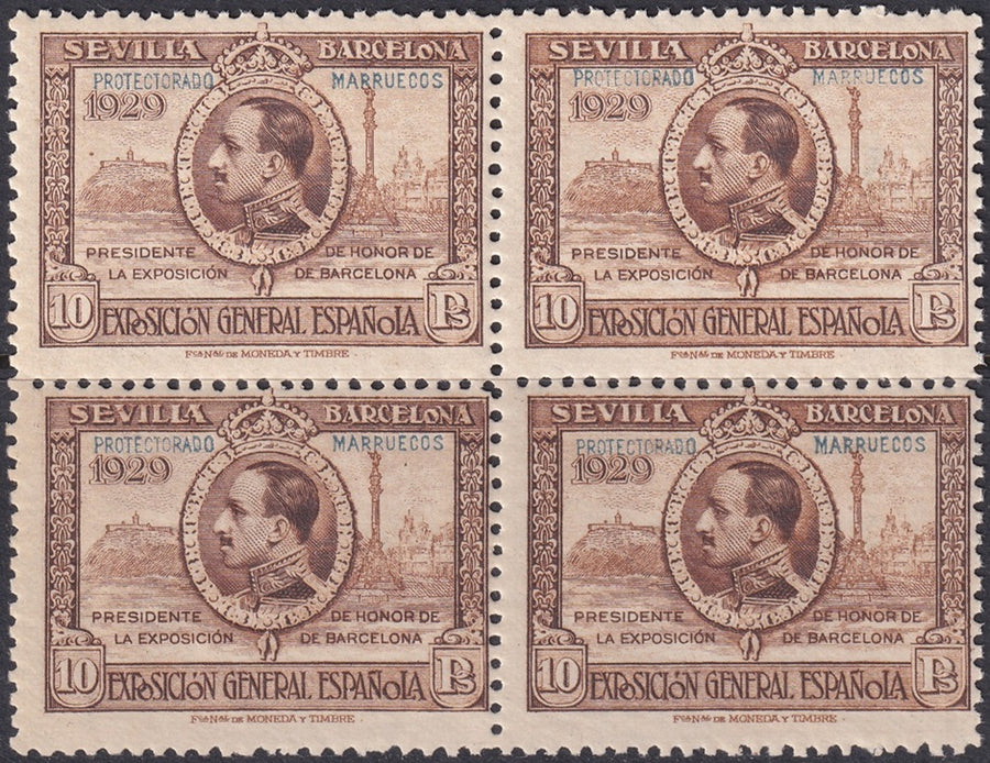 Spanish Morocco 1929 Sc 120 block MNH**
