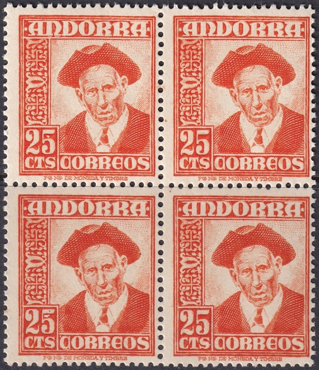 Andorra Spanish 1953 Sc 41 block MNH**