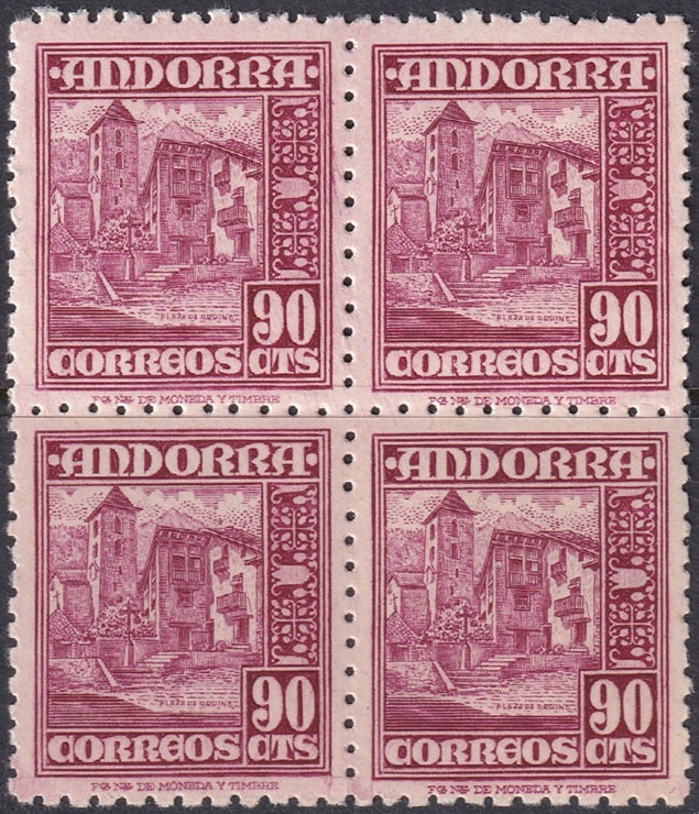 Andorra Spanish 1948 Sc 45 block MNH**
