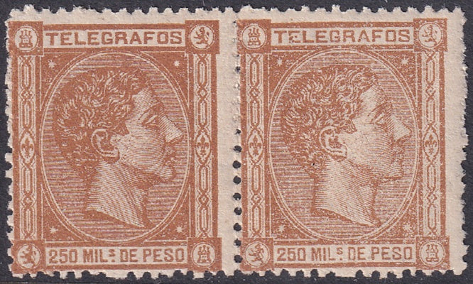 Philippines 1876 telégrafo Ed 1 telegraph pair MNH** some rough perfs