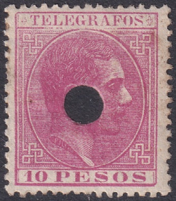 Philippines 1880 telégrafo Ed 8 telegraph punch (taladrado) cancel