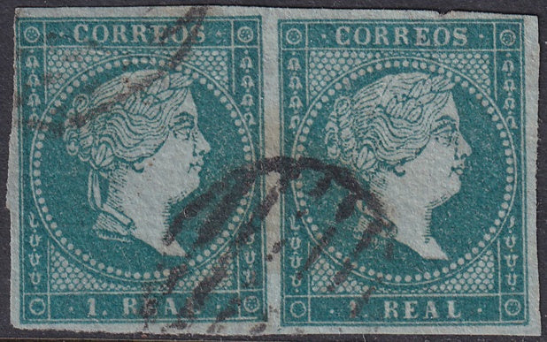 Spain 1855 Sc 38 pair used grill (parrilla) cancels