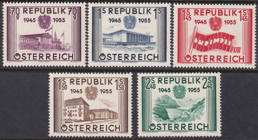 Austria 1955 Sc 599-603 set MNH**