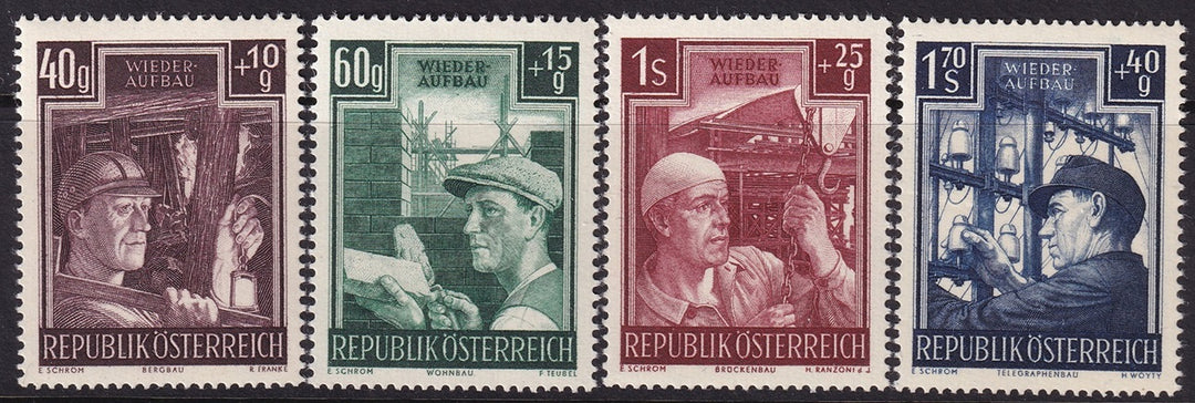 Austria 1951 Sc B273-6 set MNH** couple creases