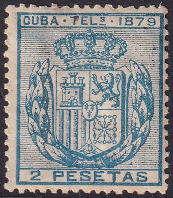 Cuba 1879 telegrafo Ed 47 telegraph MNH** crazed gum