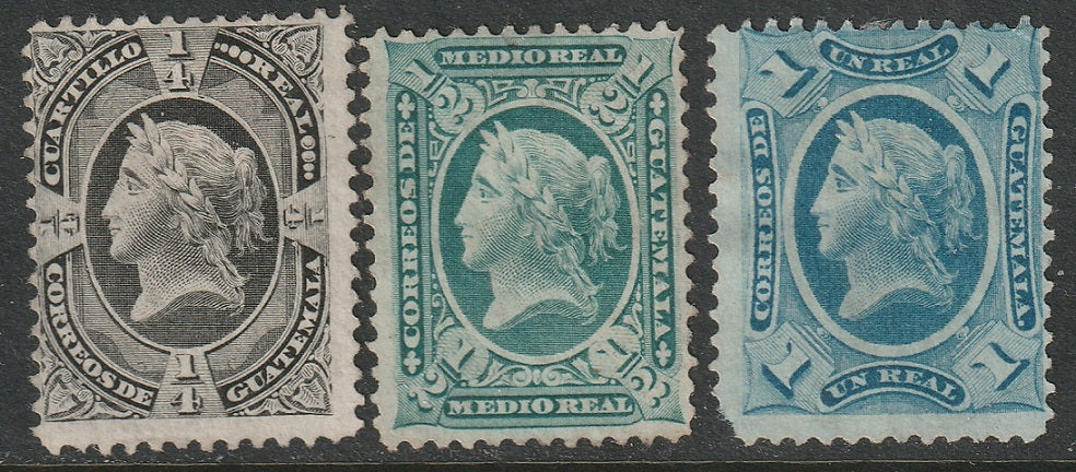 Guatemala 1875 Sc 7-9 partial set MNG