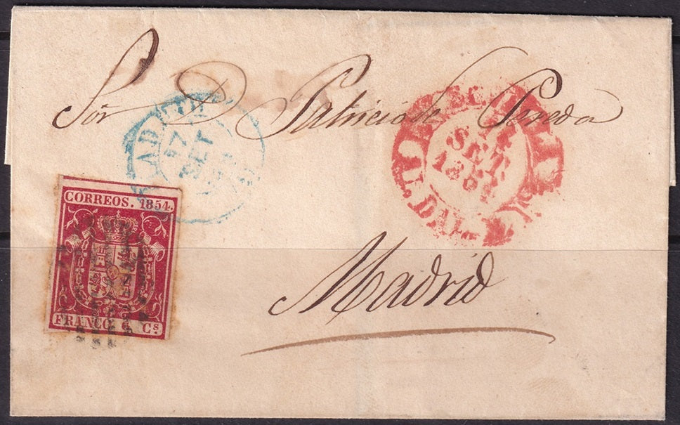 Spain 1854 Sc 26c folded letter to Madrid