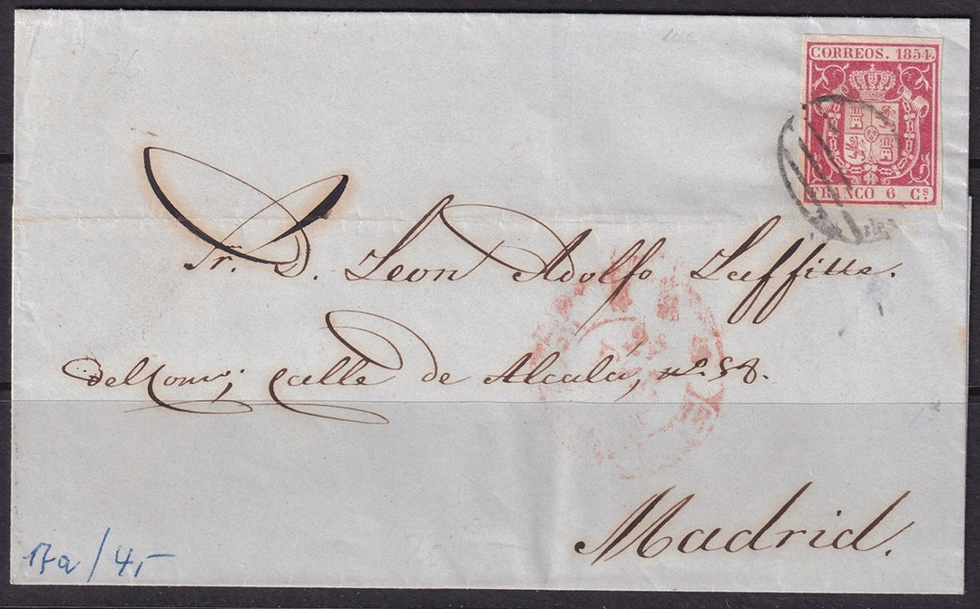 Spain 1854 Sc 26d folded letter to Madrid