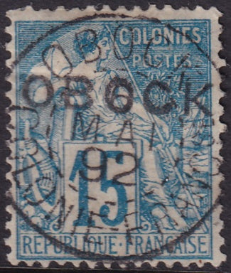 Obock 1892 Sc 15 used Obock cancel