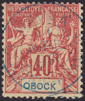 Obock 1892 Sc 41 used blue Obock cancel