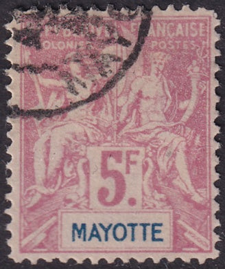 Mayotte 1899 Sc 20 used tiny thin