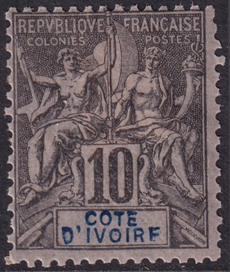 Ivory Coast 1892 Sc 5 MH* heavy hinge