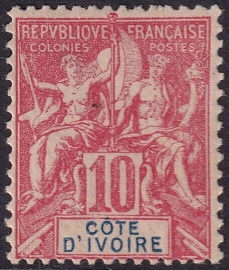 Ivory Coast 1900 Sc 6 MH* some crazed gum