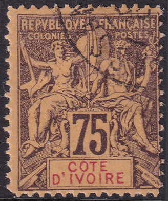Ivory Coast 1892 Sc 16 used gummed
