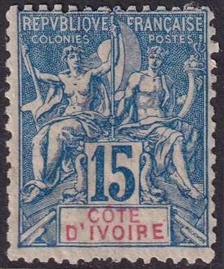 Ivory Coast 1892 Sc 7 MLH* partial gum