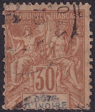 Ivory Coast 1892 Sc 12 used major perf damage