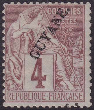 French Guiana 1892 Sc 20 MH* heavy hinge disturbed gum