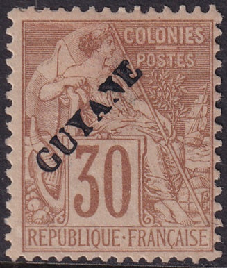 French Guiana 1892 Sc 26 MH* "missing dot" variety