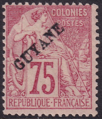 French Guiana 1892 Sc 29 MH* "missing dot" variety