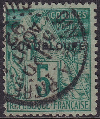 Guadeloupe 1891 Sc 17d used "GUADBLOUPE" overprint variety