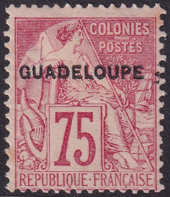 Guadeloupe 1891 Sc 25 MH* couple edge toning spots