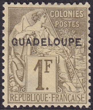 Guadeloupe 1891 Sc 26 MH* centre thin heavy hinge