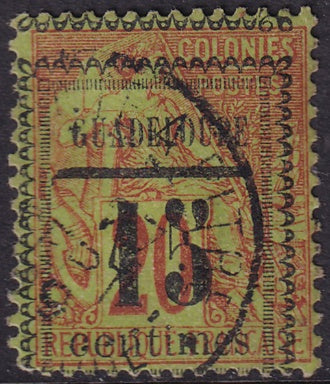 Guadeloupe 1889 Sc 8 used Pointe-a-Pitre cancel heavy hinge