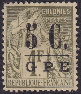 Guadeloupe 1891 Sc 11 MLH* partial gum