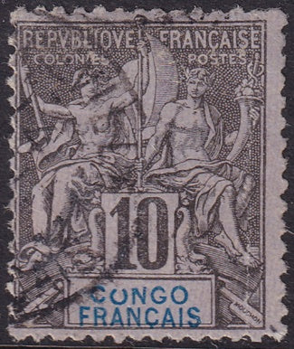 French Congo 1892 Sc 22 used tiny thin