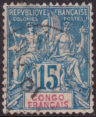 French Congo 1892 Sc 24 used couple small thins