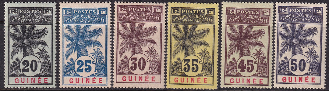 French Guinea 1906 Sc 38-43 partial set middle values MH*