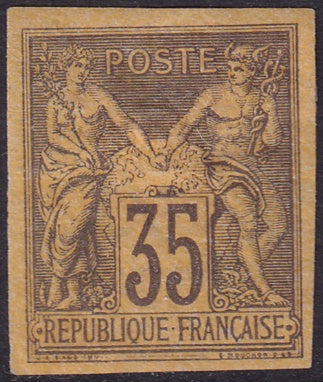 French Colonies 1878 Sc 36 MH* heavy hinge disturbed gum