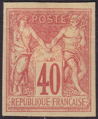 French Colonies 1877 Sc 27 MH* heavy hinge paper adhesion